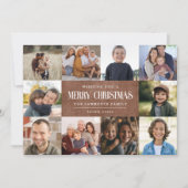 Rustic Grunge Bruin Kerstmis 10 Foto's Collage Feestdagenkaart (Voorkant)