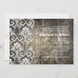 Rustic Grunge Floral Wedding Invitation Kaart