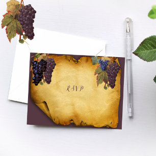 Rustic Grunge Label Grapes Vineyard Wedding RSVP