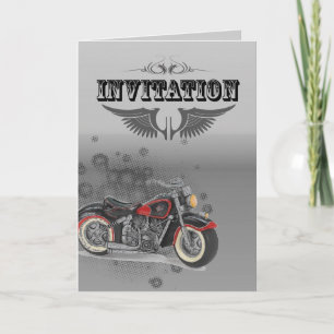 Rustic grunge Motorcyle Biker Wedding Bedankkaart
