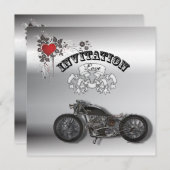 Rustic grunge Motorcyle Biker Wedding Kaart (Voorkant / Achterkant)