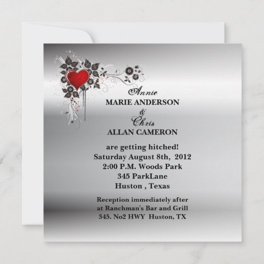 Rustic grunge Motorcyle Biker Wedding Kaart (Achterkant)