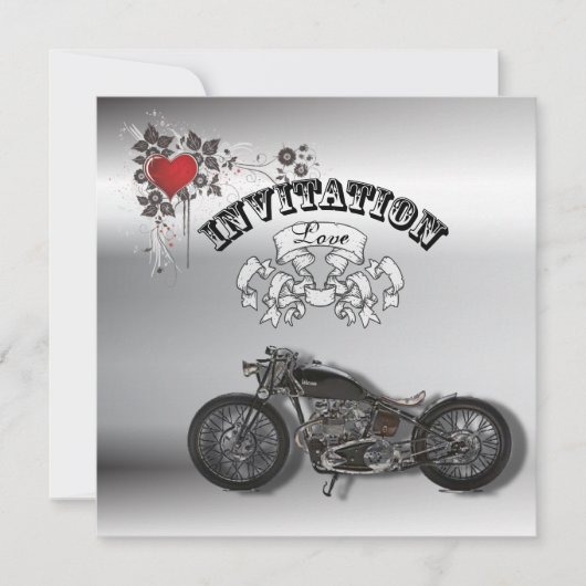 Rustic grunge Motorcyle Biker Wedding Kaart (Voorkant)