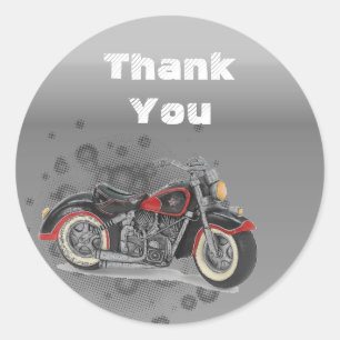 Rustic grunge Motorcyle Biker Wedding Ronde Sticker