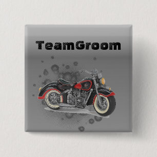 Rustic grunge Motorcyle Biker Wedding Vierkante Button 5,1 Cm