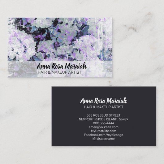 ** Rustic Grunge Rhododendron Bloemen Wit Visitekaartje (Voorkant / Achterkant)