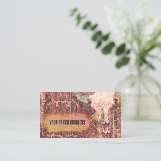 Rustic Grunge Texture  Westerne Bull Skull Visitekaartje (Staand voorkant)
