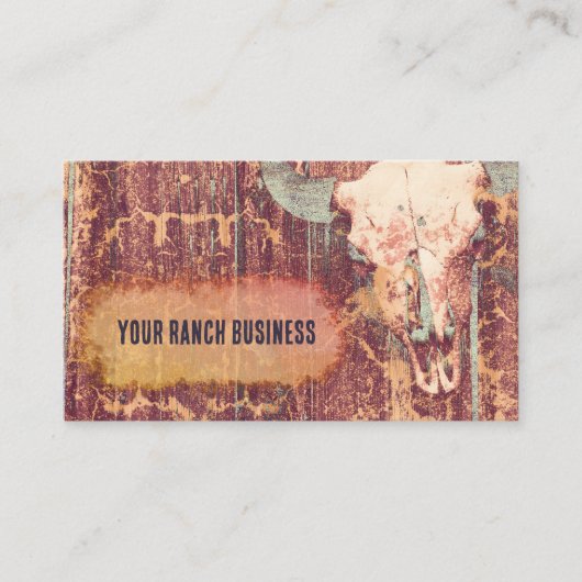 Rustic Grunge Texture Westerne Bull Skull Visitekaartje (Voorkant)