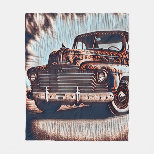 Rustic Grunge Truck - Een schoonheid Fleece Deken (Voorkant)