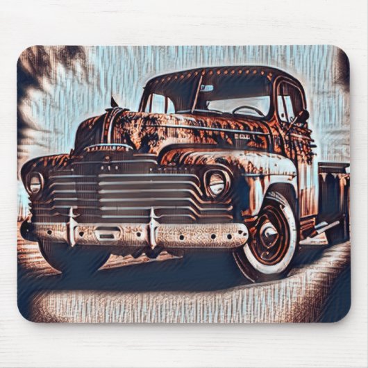 Rustic Grunge Truck - Een schoonheid Muismat (Voorkant)