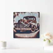 Rustic Grunge Truck - Een schoonheid Vierkante Klok (Huis)