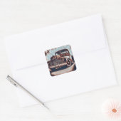 Rustic Grunge Truck - Een schoonheid Vierkante Sticker (Envelop)