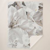 ** Rustic Grunge Witte Azalea Bloemen Neutraal Sherpa Deken (Voorkant)
