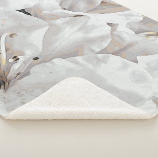 ** Rustic Grunge Witte Azalea Bloemen Neutraal Sherpa Deken (3/4)