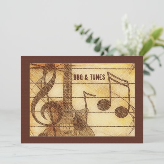 Rustic Guitar Invitation Kaart (Staand voorkant)