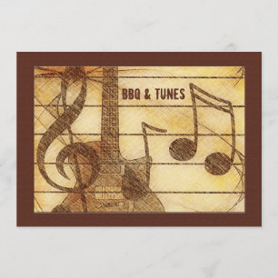 Rustic Guitar Invitation Kaart