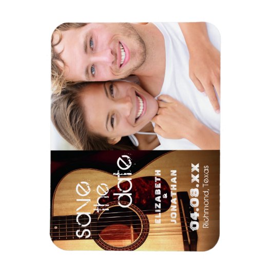 Rustic Guitar Music Country Modern slaat de datum  Magneet (Verticaal)