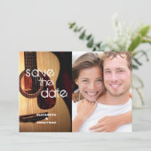 Rustic Guitar Music Theme Country Modern Save Date Save The Date (Staand voorkant)