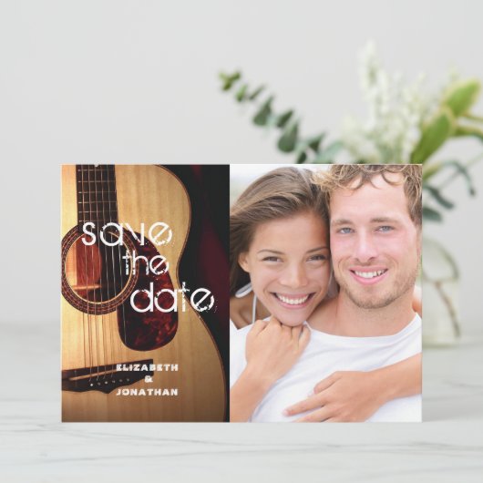 Rustic Guitar Music Theme Country Modern Save Date Save The Date (Staand voorkant)
