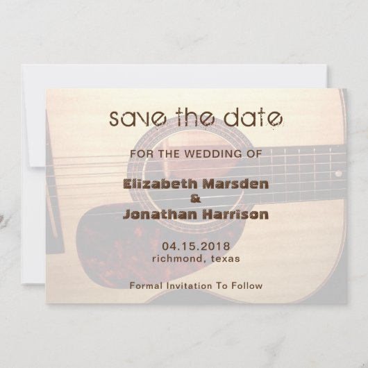 Rustic Guitar Music Theme Country Modern Save Date Save The Date (Achterkant)