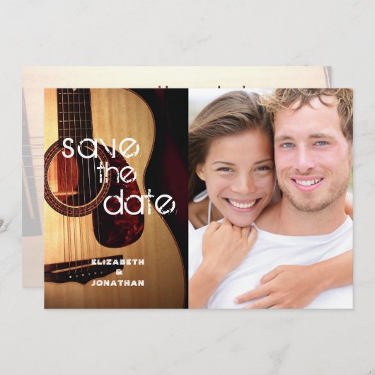 Rustic Guitar Music Theme Country Modern Save Date Save The Date (Voorkant / Achterkant)