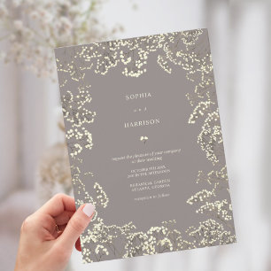 Rustic Gypsophila Amethyst Fall Wedding Kaart