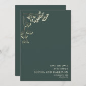Rustic Gypsophila Emerald Wedding Save The Date (Voorkant / Achterkant)