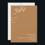 Rustic Gypsophila Goldenrod Wedding Save the Date<br><div class="desc">Illustratie van de adem van de zigeunerbaby in de linkerbovenhoek met de bijtende Goldenrod-achtergrond en de gebroken witte tekst.</div>