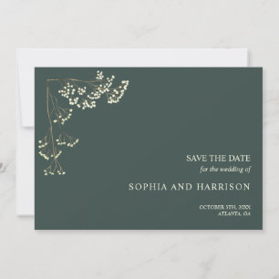 Rustic Gypsophila Green Wedding Save the Date
