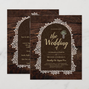 Rustic Gypsophila Lace PHOTO WEDDING INVITATION