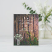 Rustic Gypsophila Lights Mason Jars BUDGET Invite (Staand voorkant)