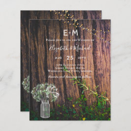 Rustic Gypsophila Lights Mason Jars BUDGET Invite