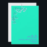 Rustic Gypsophila Neon Blue Wedding Save The Date<br><div class="desc">Illustratie van de adem van de zigeunerbaby in de linkerbovenhoek met neonblauwe achtergrond en paarse tekst.</div>