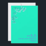 Rustic Gypsophila Neon Blue Wedding Save The Date<br><div class="desc">Illustratie van de adem van de zigeunerbaby in de linkerbovenhoek met neonblauwe achtergrond en paarse tekst.</div>