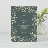 Rustic Gypsophila Peacock Green Fall Wedding Kaart (Staand voorkant)