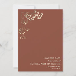 Rustic Gypsophila Terracotta Wedding Save the Data Date