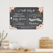 Rustic Hallo Baby Floral Baby shower Sign Poster (Keuken)