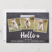Rustic Hallo Photo Collage Puppy Dog New Pet Aankondiging (Voorkant)