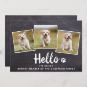 Rustic Hallo Photo Collage Puppy Dog New Pet Aankondiging (Voorkant / Achterkant)