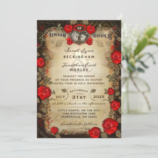 Rustic Halloween Wedding - Informatie over ontvang Kaart (Staand voorkant)