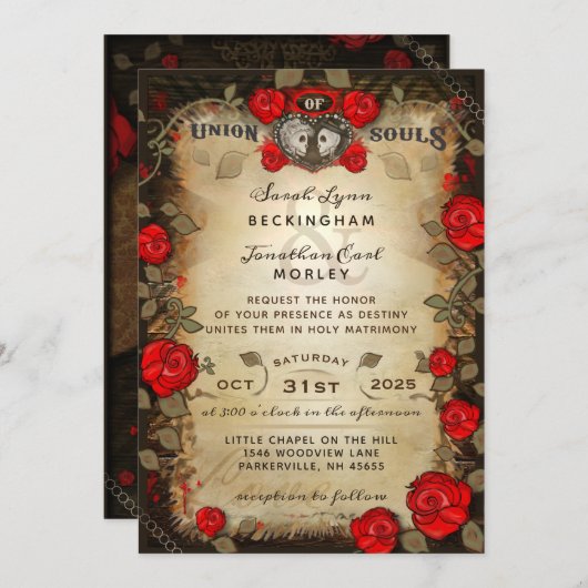 Rustic Halloween Wedding - Informatie over ontvang Kaart (Voorkant / Achterkant)