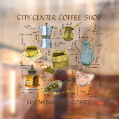 Rustic Hand Drawn Coffee Shop Art aanpassen Raamsticker (Vel 2)