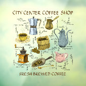 Rustic Hand Drawn Coffee Shop Art aanpassen Raamsticker (Vel 3)