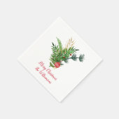Rustic Hand Drawn Foliage Bouquet Merry kerst Servet (Hoek)