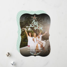 Rustic Hand Drawn Joy Calligraphy Foliage Photo Feestdagenkaart