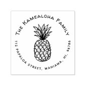 Rustic Hand-Drawn Pineapple Family Return-adres Zelfinktende Stempel (Design)