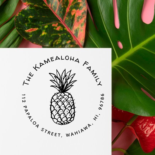 Rustic Hand-Drawn Pineapple Family Return-adres Zelfinktende Stempel
