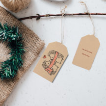 Rustic Hand getekend Twee egel in Liefde Gift labe