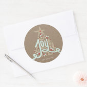 Rustic Hand Lettered Joy Calligraphy Kraft Holiday Ronde Sticker (Envelop)