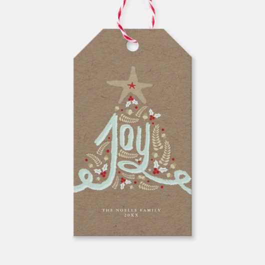 Rustic Hand Lettered Joy Kraft Holiday Gift Labels Cadeaulabel (Voorkant)